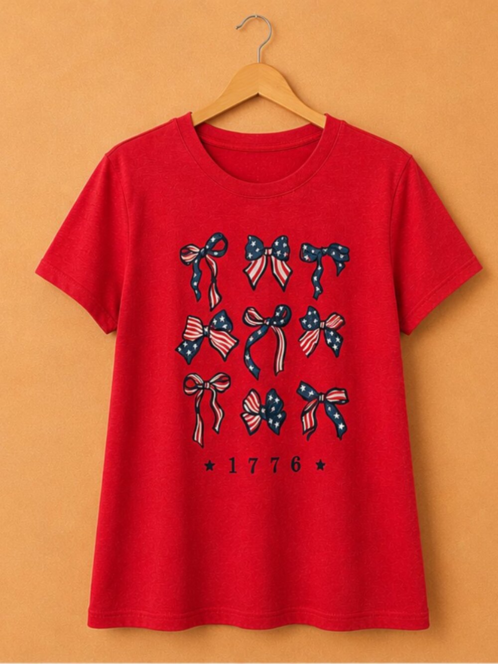 USA 250th Anniversary Patriotic Bow Tee NWT Size L | Red Americana July 4th